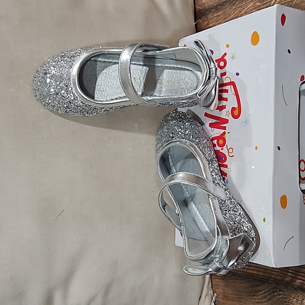 Sparkle Silver Ballet Flats With Bows | Panda Ninja